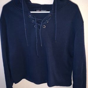 Navy blue cropped hoodie